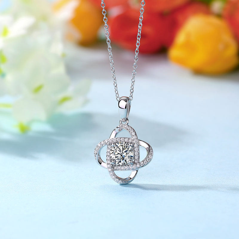 1 Ct Moissanite Diamond Flower Pendant Necklace 925 Sterling Silver MFN8151