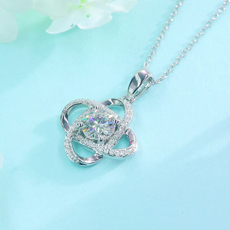 1 Ct Moissanite Diamond Flower Pendant Necklace 925 Sterling Silver MFN8151