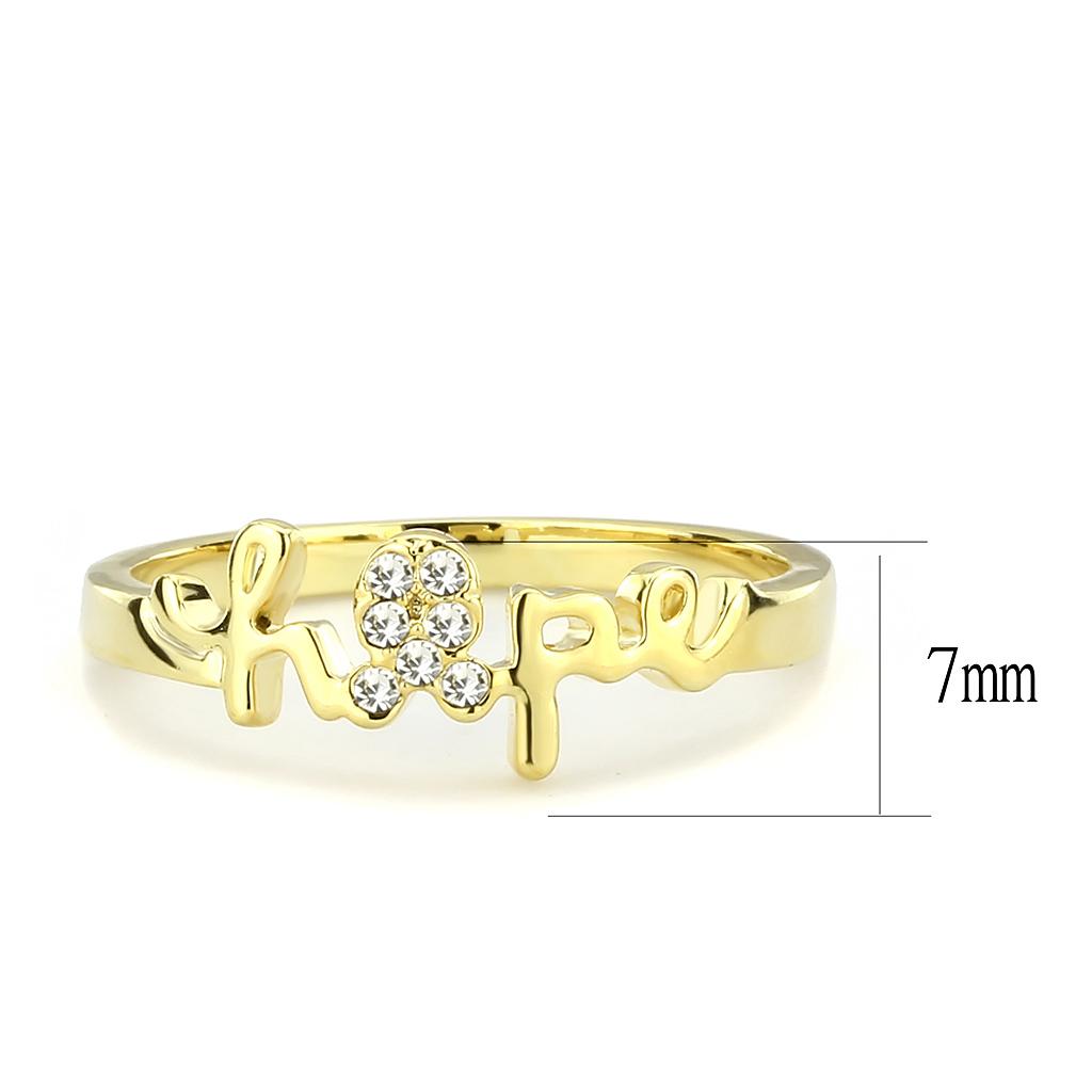 LO3965 - Flash Gold Brass Ring with Top Grade Crystal  in Clear