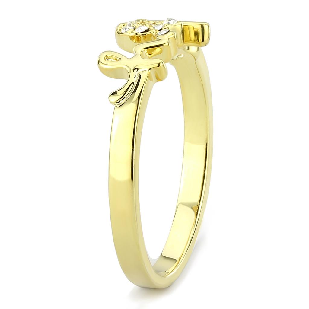 LO3965 - Flash Gold Brass Ring with Top Grade Crystal  in Clear