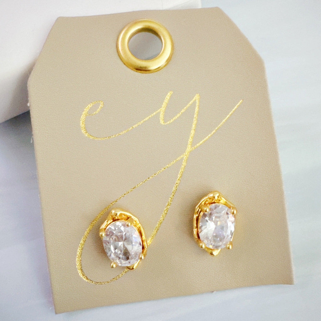 Molten Oval Spark Stud Earrings