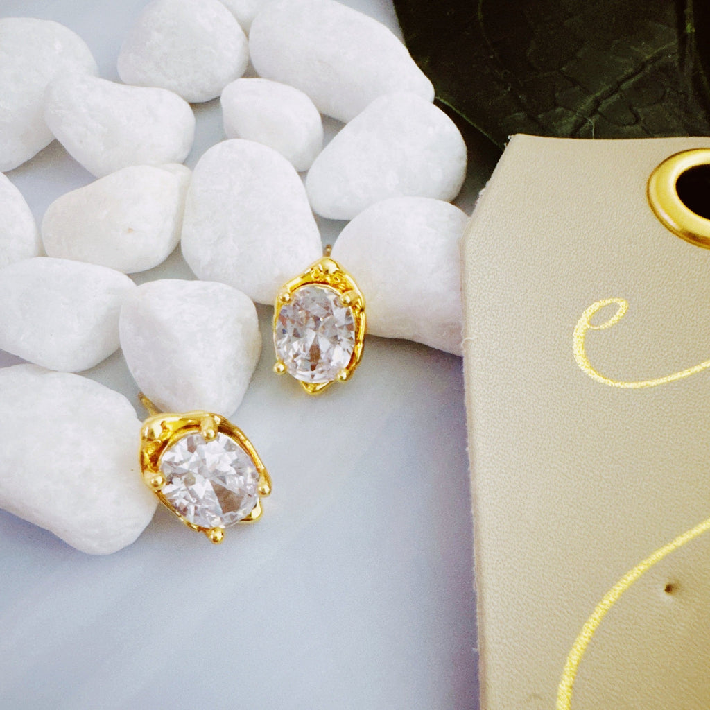 Molten Oval Spark Stud Earrings