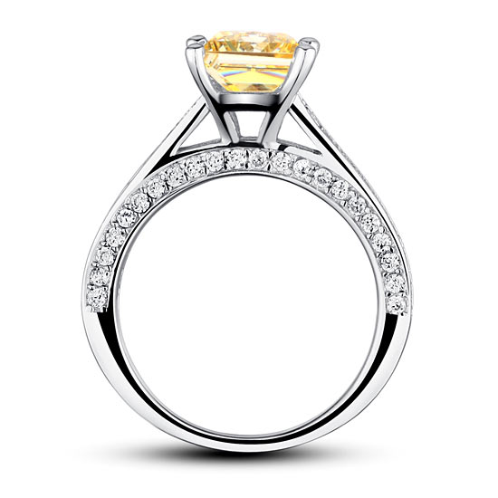 1.5 Carat Princess Cut Yellow Canary Created Diamond 925 Sterling Silver Wedding Engagement Ring XFR8194